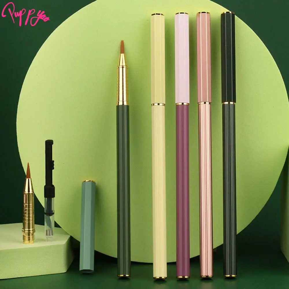 Portable Fountain Pen Type Small Script Metal Rod Soft Hair Calligraphy Pen Script Writing Small Block Calligraphy Brushes Copy