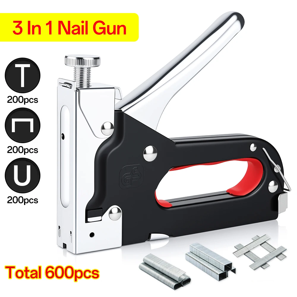 

3 In 1 Manual Nailing Gun Furniture Construction Interior Decoration Woodworking Special Staple Home DIY With 600 Staple