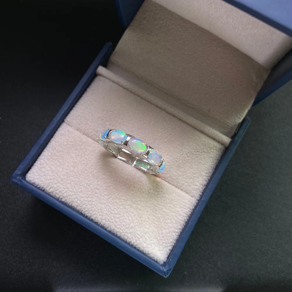 Dual-use Natural Opal Ring Pendant Sterling 925 Silver October Birthstone 4*6mm Full Opal for Women Party Fine Jewelry Gift - view 6