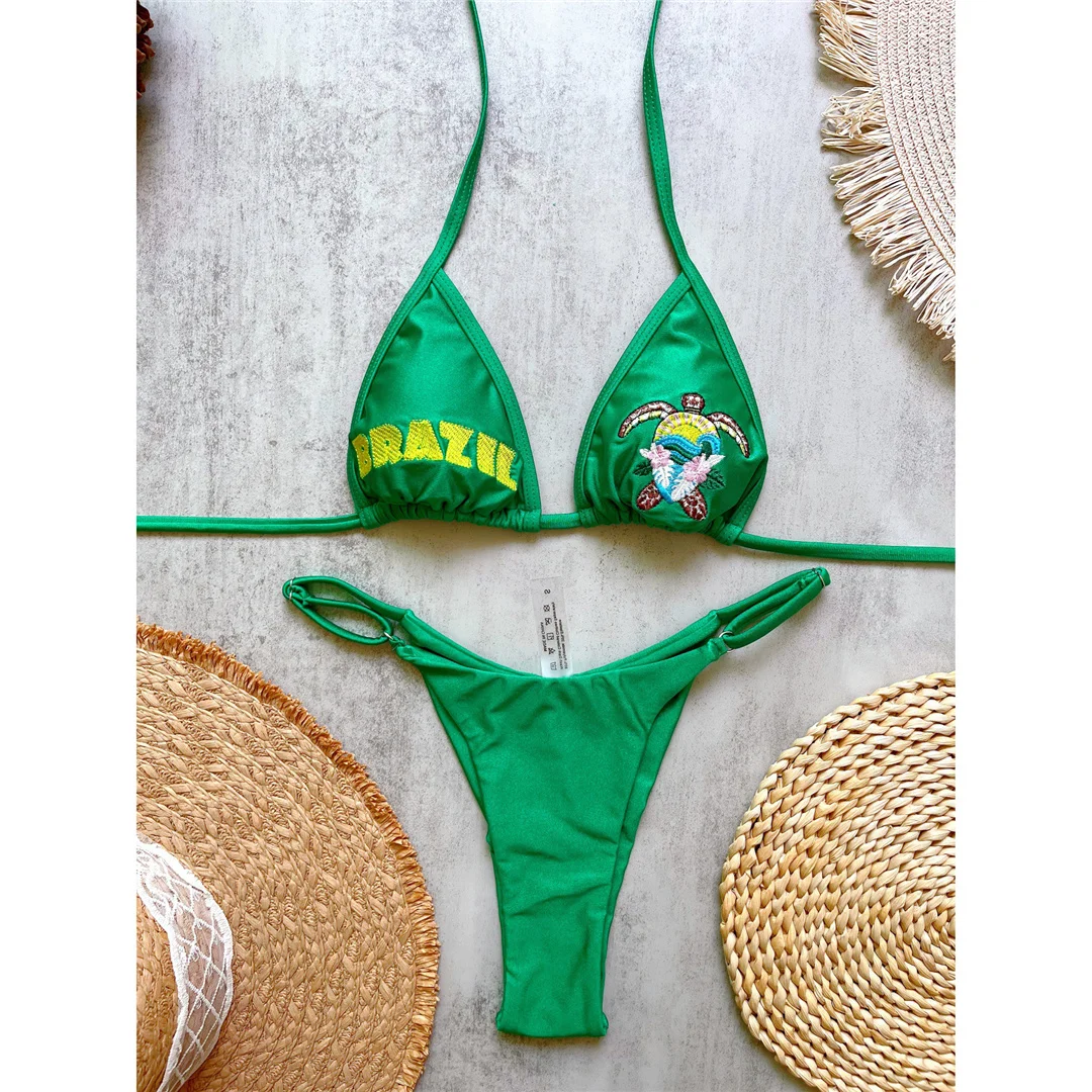 Brasilianischer Bikini mit Buchstabenmuster, Damen-Badeanzug, zweiteiliges Bikini-Set, gepolsterter Badeanzug, Badebekleidung, Modell V8352. – Detail 11