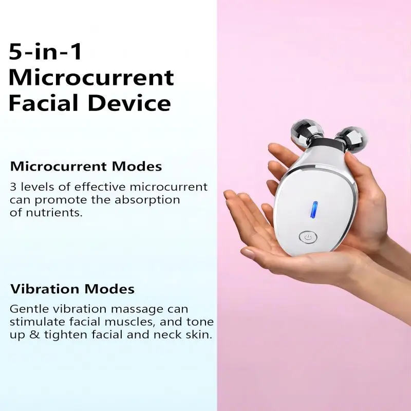 Microcurrent Facial Device 5 in 1 Microcurrent Multifunctional Facial Massager EMS Face Roller Face Massager for Skin Care