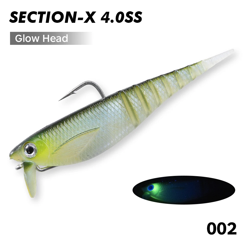 Hunthouse Section-X 4.0SS UV Wider Lip Segmentierter Weicher Swimbait 100mm 10g Langsam Sinkender Salzwasser-Angelköder für Wolfsbarsch LW232