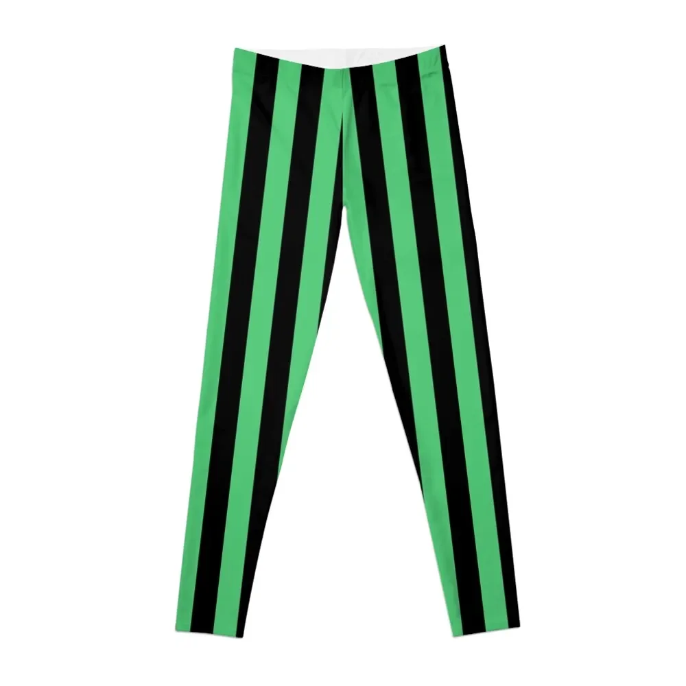 

Emerald Green and Black Vertical Stripes Leggings legging gym leggins push up woman Womens Leggings