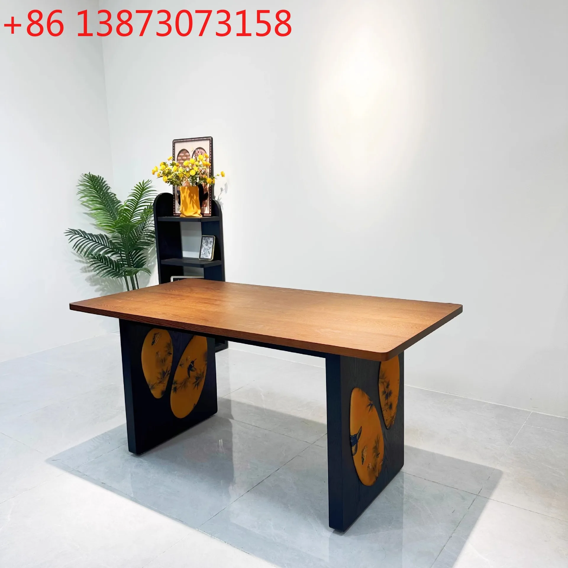 

Mid-century style solid wood dining table, home small apartment rectangular dining table, retro French style dining table