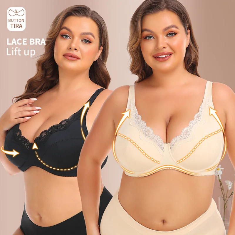 

Женское кружевное жаккардовое нижнее белье больших размеров BraBCDEFCup, плотный корсетV 210629