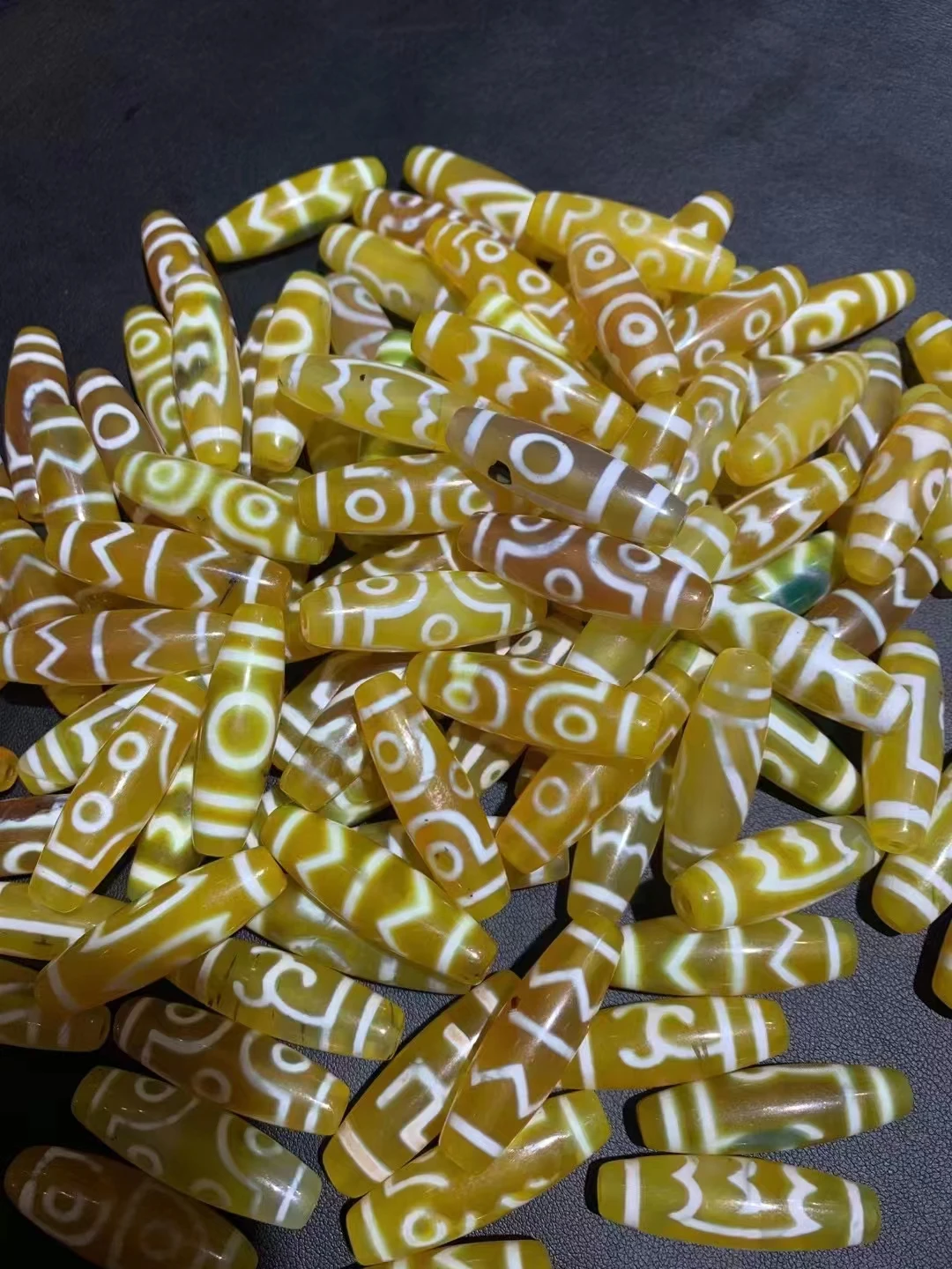 New Arrival 100pcs/lot 12*38mm Yellow Color Natural Agate Different Patterns for Bracelet and Necklace