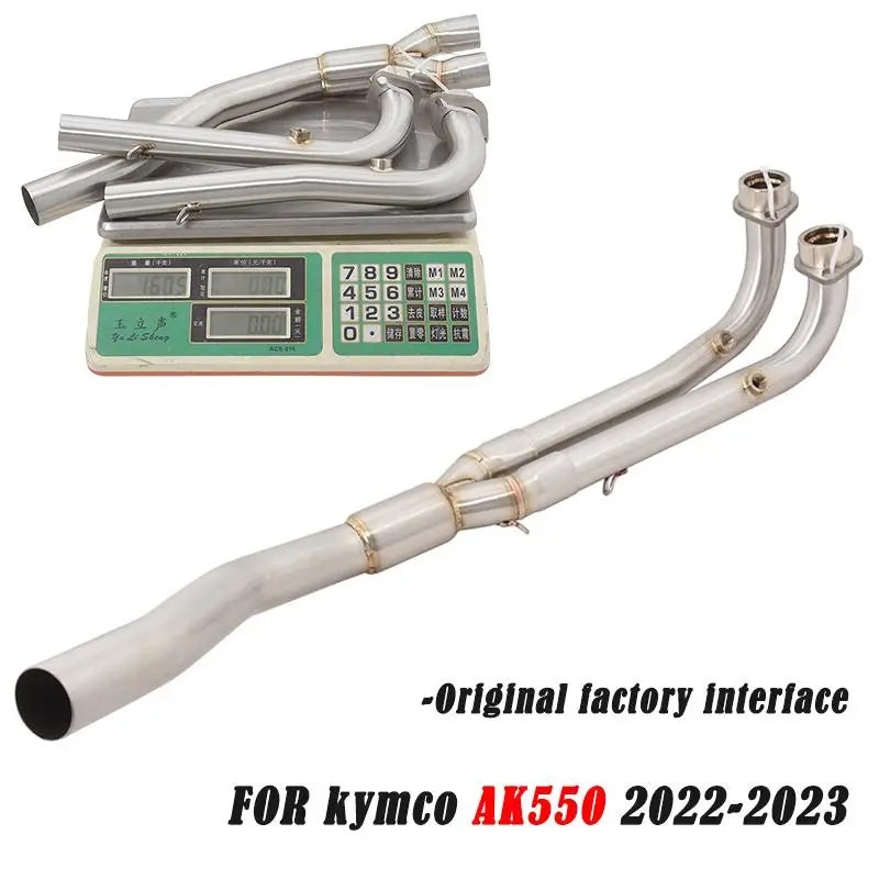 

For KYMCO AK550 2022 2023 Motorcycle Exhaust Front Link Pipe Slip On Original Tips Muffler Titanium Stainless Steel Header Tube