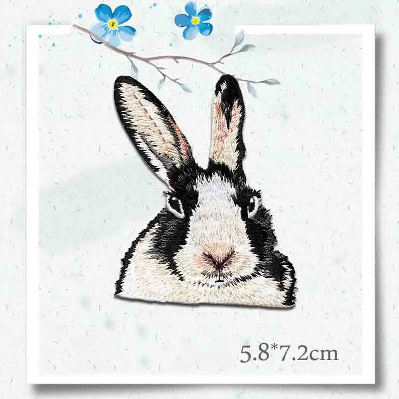 2 Styles Realistic Rabbit Head Iron On Embroidered Patch 5.8×7.2cm & 7×7.2cm Vivid Animal Appliqué Clothing Bag DIY Decor Patch