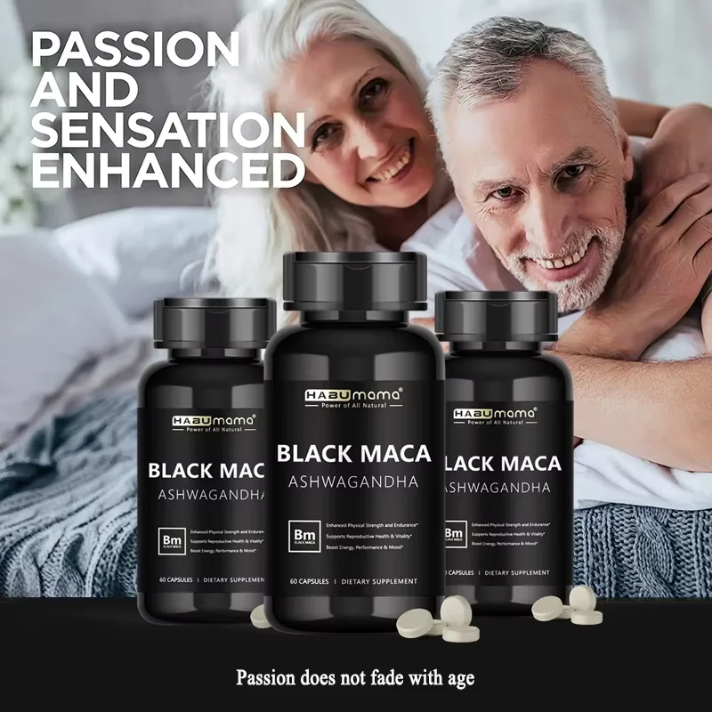 

Black Maca Root + Ashwagandha Supplement for Men Stamina Control System, Rock-Hard Performance Confidence Discreet Shipping