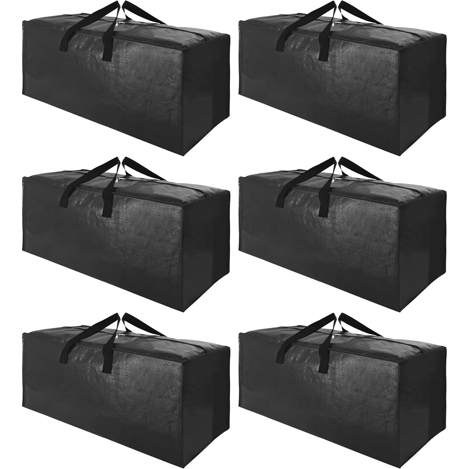 

6 Pack Extra Large Moving Bags with Strong Zippers & Carrying Handles, Heavy Duty Storage Tote for Space Saving Moving Storage
