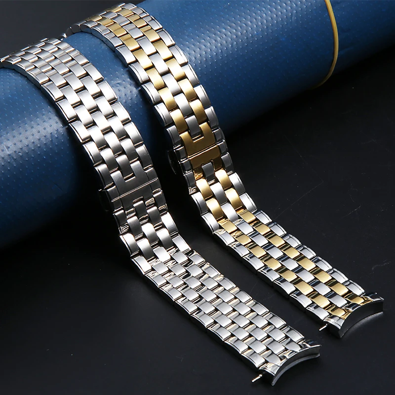 

18mm 20mm silver gold polished silver gold stainless steel watchband for Longines L4 Flagship metal wrist bracelet strap belt