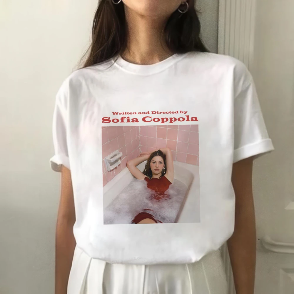 Sofia Coppola wrote and directed a retro-patterned minimalist T-shirt aesthetic. Unisex, all-season streetwear top.