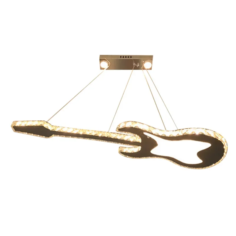 

Modern simple personality fashion restaurant bar bar intelligent control creative led art guitar crystal chandelier