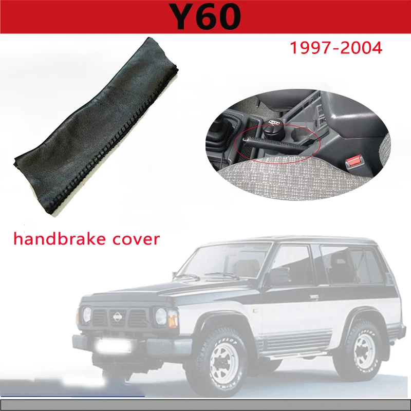 

For Nissan Patrol Y60 Handbrake Lever Cover Handbrake Leather Cover Black Genuine Leather Safari Handbrake Protective Cover