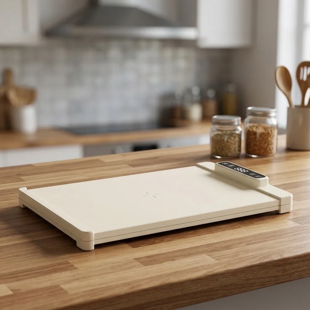 Electric Heated Food Tray with Flexible Silicone Design Timer Controls For Child Lock and Precise Temperature Regulation