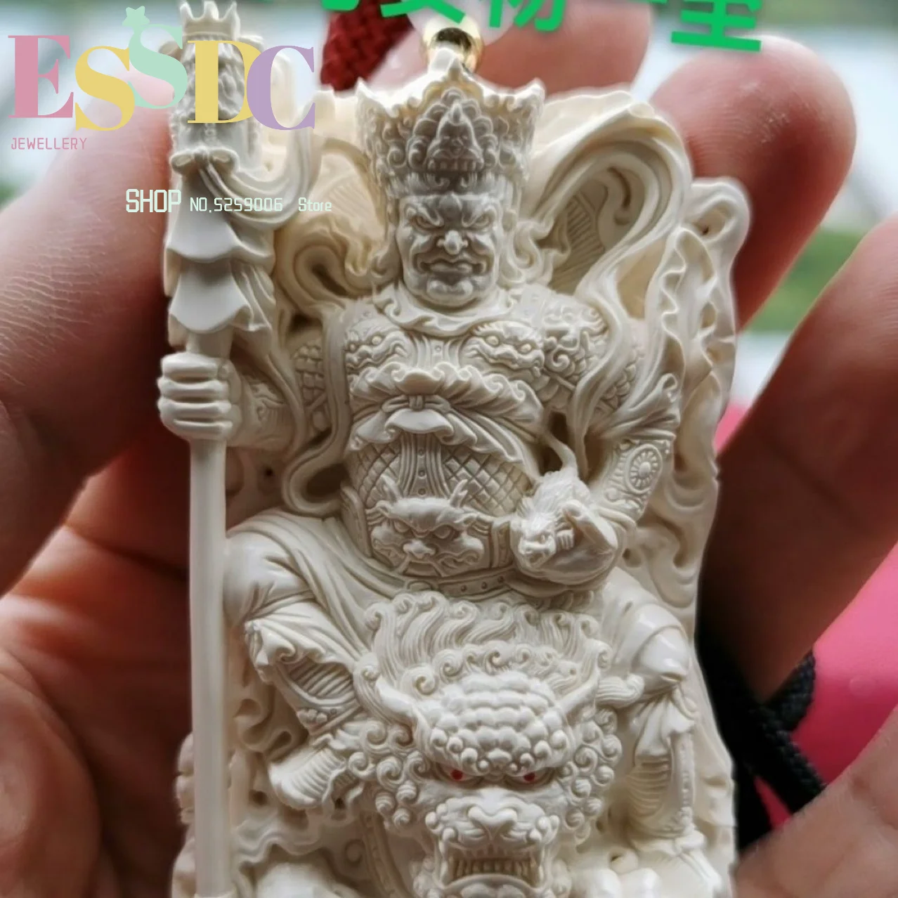 Mammoth ivory wealth hand-carved treasure king of wealth ornaments for men and women to attract wealth Buddha statue pendant