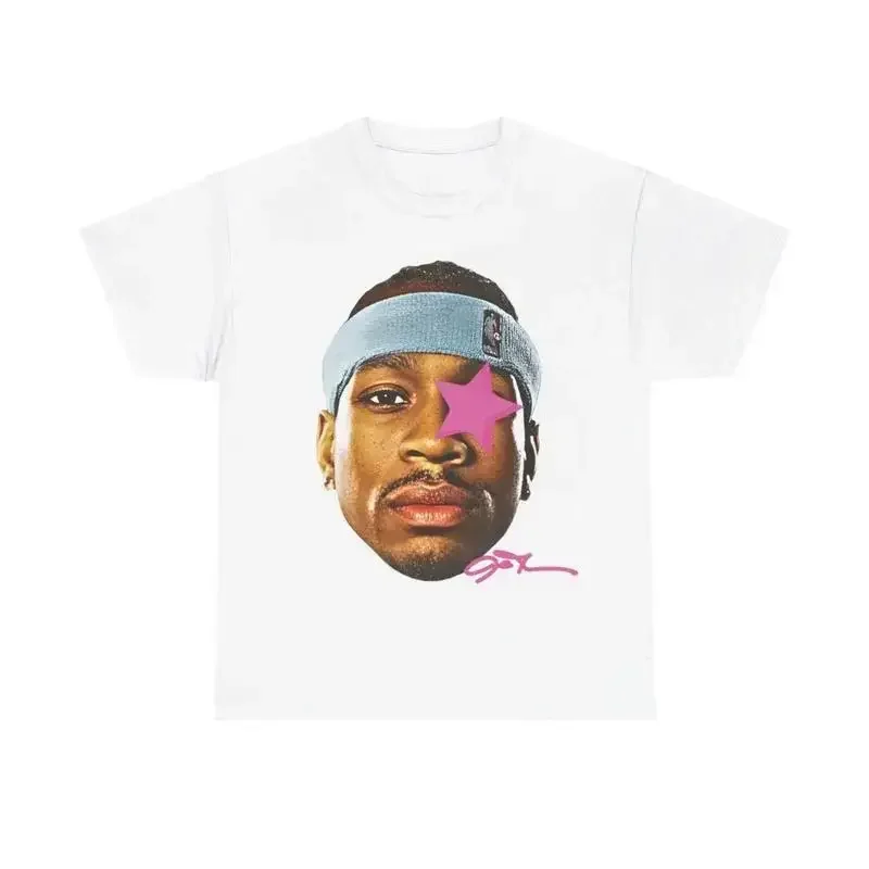 Men's Allen Iverson Inspired 90s Vintage Graphic Crewneck Short-Sleeve T-Shirt - Hip-Hop Vibes, Comfortable Fit, Ideal for Birthday, Graduation, Novelty Day, Pair with Jackets - CHEN JX Shop, Breathable, School, Tops, Streetwear, Thermal, Classic, Hallowe