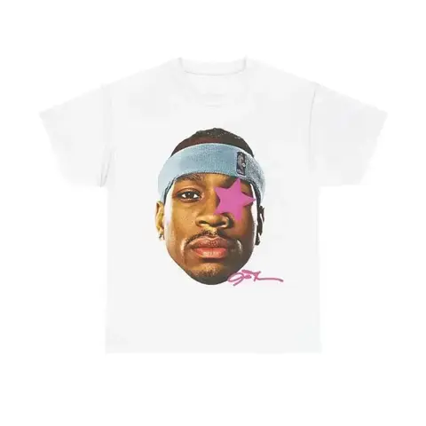 Men's Allen Iverson Inspired 90s Vintage Graphic Crewneck Short-Sleeve T-Shirt - Hip-Hop Vibes, Comfortable Fit, Ideal for Birthday, Graduation, Novelty Day, Pair with Jackets - CHEN JX Shop, Breathable, School, Tops, Streetwear, Thermal, Classic, Hallowe