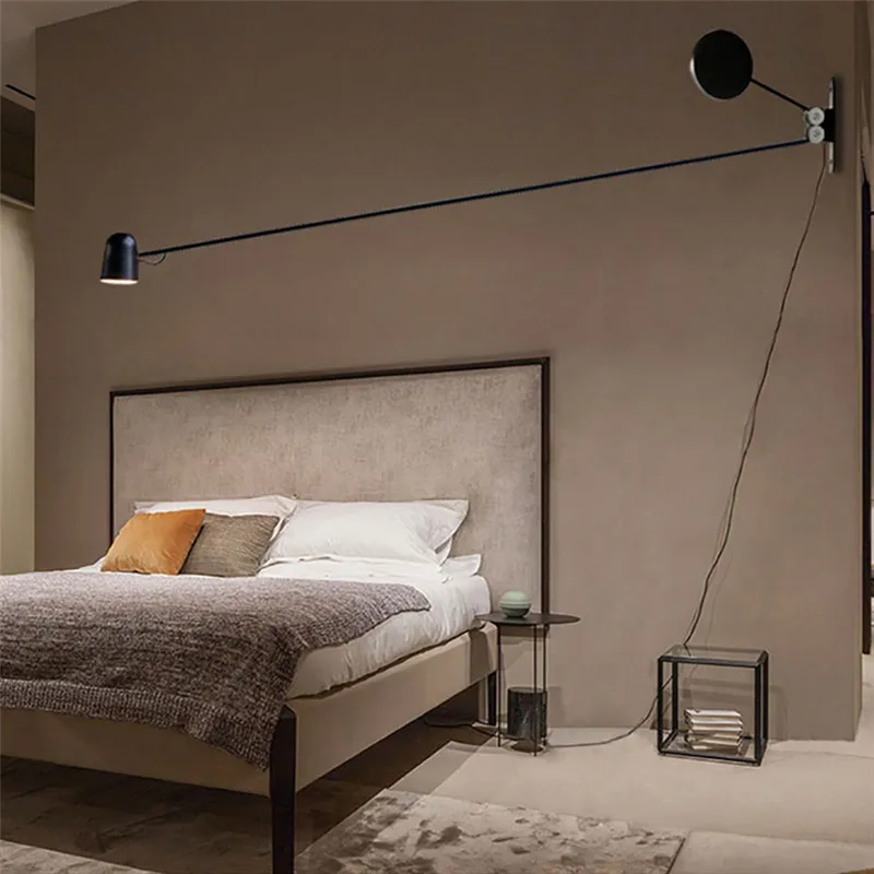 Imagem -04 - Minimalista Swing Arm Wall Lamp Designer Led Ajustável Long Pole Lamp para Leitura Sala de Estar e Quarto