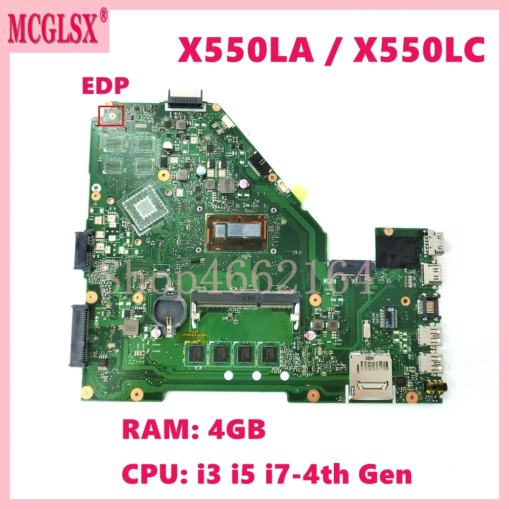 

X550LA i3 i5 i7-4th Gen CPU 4GB-RAM Mainboard For ASUS X552L R510L X550L X550LN X550LD X550LC X550LF X550LA Laptop Motherboard