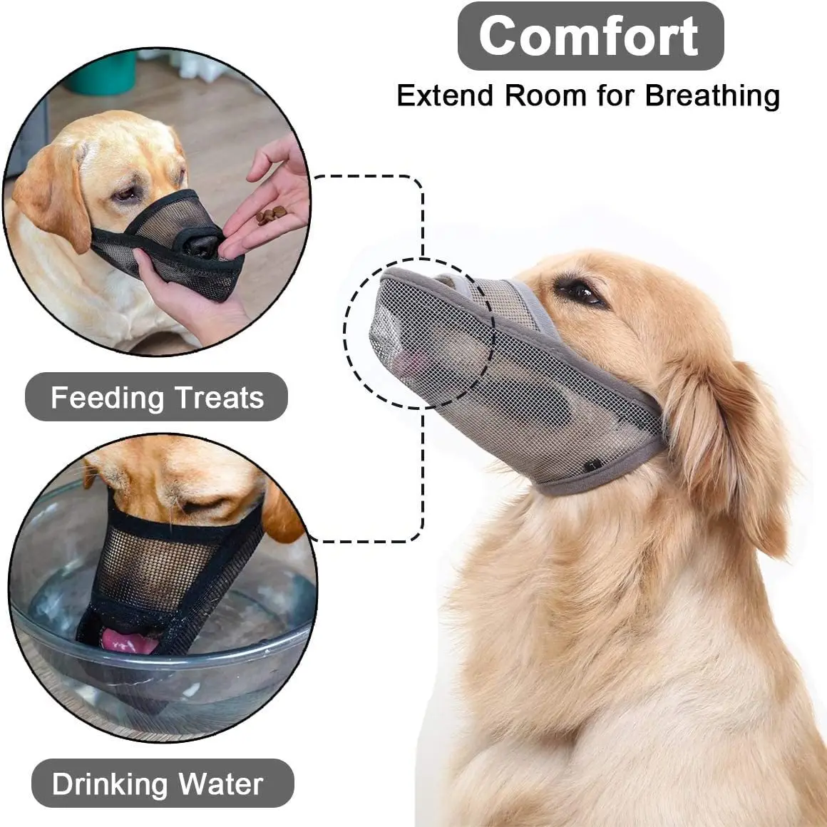 Dog Mesh Breathable Muzzle, Anti-Bite, Anti-Bark, and Anti-Chewing Pet Mask, Stop Barking Device for Large, Medium, and Small Do