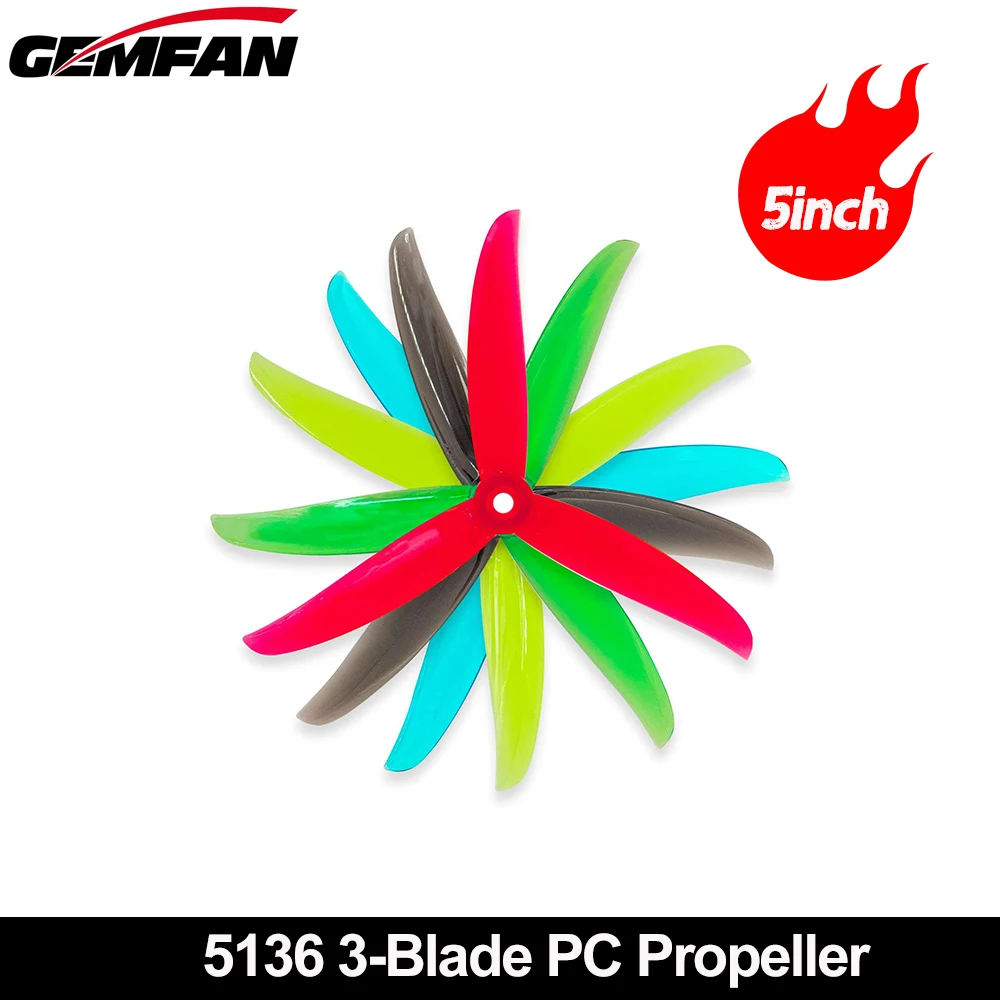 Gemfan VANOVER 5136 Elica PC a 3 pale CW + CCW per 5 pollici FPV Freestyle Quadcopter Racing Drone Parti fai da te 2 paia