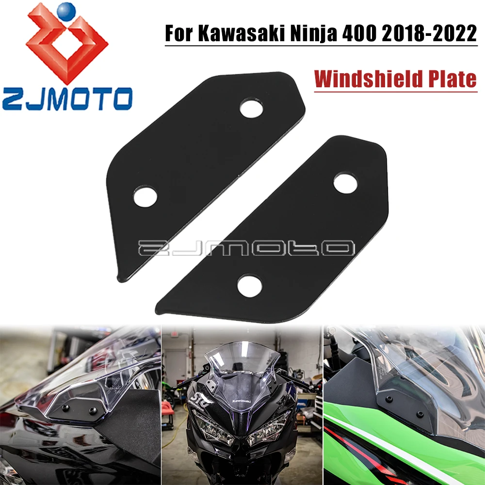 Motorcycle Windshield Side Trim Airflow Deflector Split Front Wind Screen Block Off Plate For Kawasaki Ninja 400 2018-2022 Black