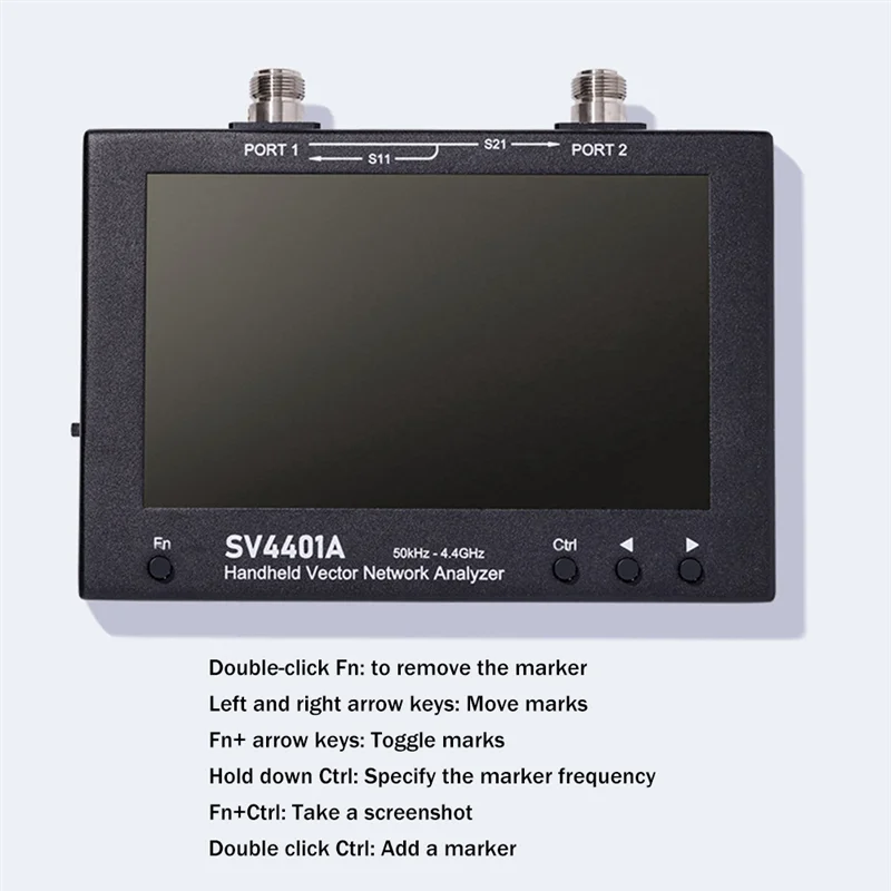 Vector Network Analyzer 7 Inch Touch LCD SV4401A 50KHz -4.4GHz HF VHF UHF Antenna Analyzer Of NanoVNA VNA Black