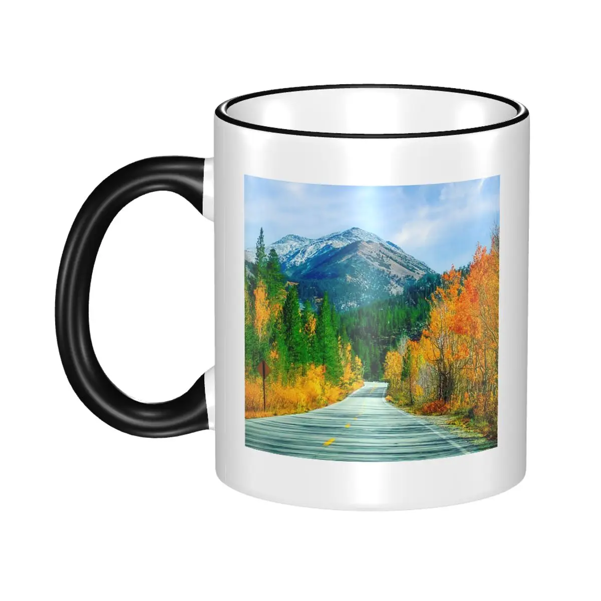 Fall Along The Road To South Lake Mug Funny Ceramic Coffee Cups Tea Mugs Milk Cup Drinkware Gifts for Friends