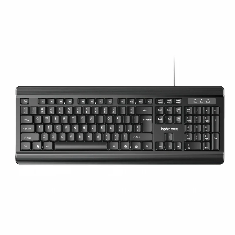 Inphic V580 Wired Business Office Keyboard 104 Keys Waterproof Low Noise Button Anti-Slip High Foot Bracket Plug and Play