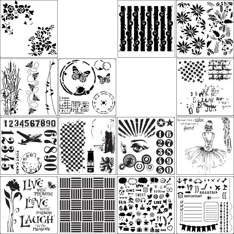 

Girls Flowers Numbers 2025 Plastic Layering Stencils Wall Painting for DIY Scrapbooking Cake Template Coloring Craft Paper Card