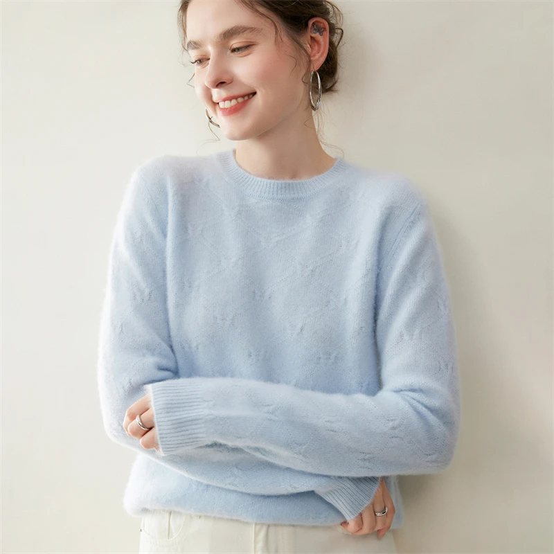 اختيار المرأة 100% سترة الكشمير المعنقة س الرقبة البلوز الماس كتلة نمط Preppy الكشمير تريكو الخريف الشتاء ملابس علوية سميكة