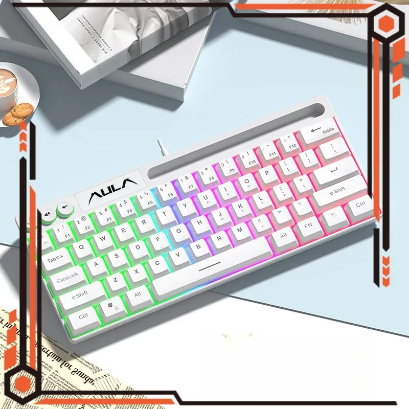 teclado com fio com 64 teclas layout simplificado compacto leve botoes multifuncionais modo de suspensao inteligente aula f3061 01