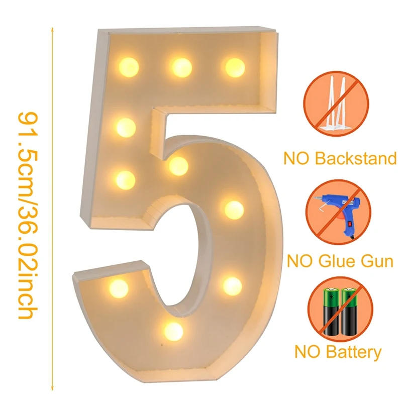 Lampada A LED Numero 50 Luminoso – Decorazione Per Compleanni E Anniversari, Altezza 100 Cm, A Batteria, Con Luce Calda
