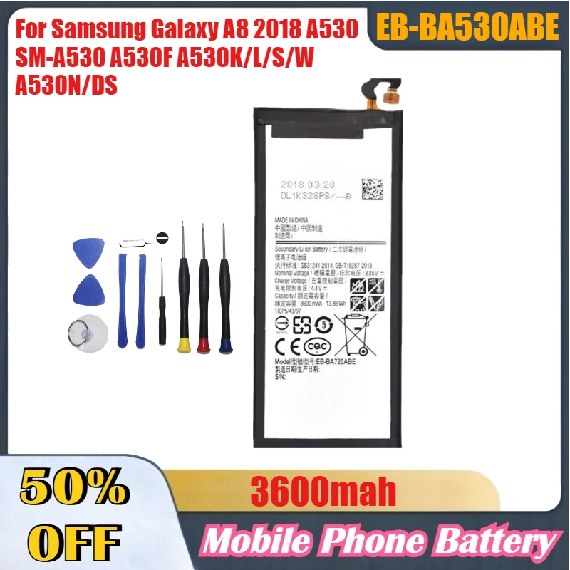 

3000mAh EB-BA530ABE Mobile Phone Batteries For Samsung Galaxy A8 2018 A530 SM-A530 A530F A530K/L/S/W A530N/DS