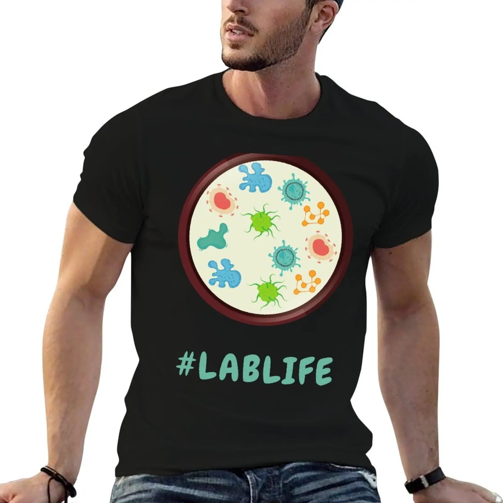 # LABLIFE Petri блюдо культура медицинская лаборатория наука микро футболка винтажная хлопковая футболка мужская
