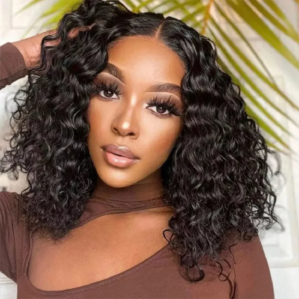 

13x4 Deep Wave Lace Front Wigs For Women Brazilian Remy 4x4 Lace Closure Wig Pre Plucked 180% Density Human Hair Wigs Natural