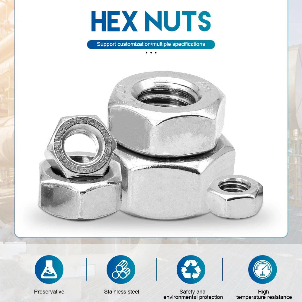 NINDEJIN 15-8500pcs Hexagon Nuts M2-M24 Stainless Steel Metric Hex Nuts Wholesale