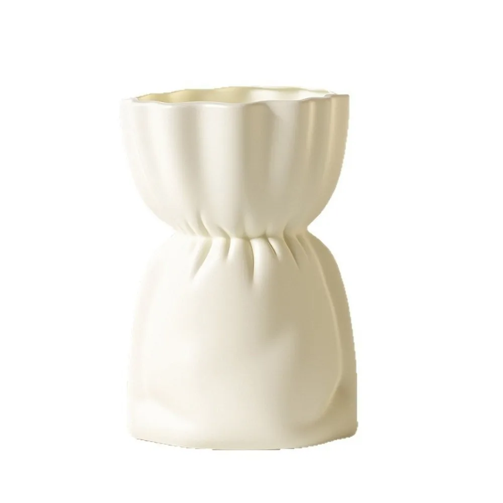 Nordic Plastic Bouquet Vase Solid Color High-end Water Cultivation Vase Imitation Ceramic Desktop Decor Flower Arrangement Vase