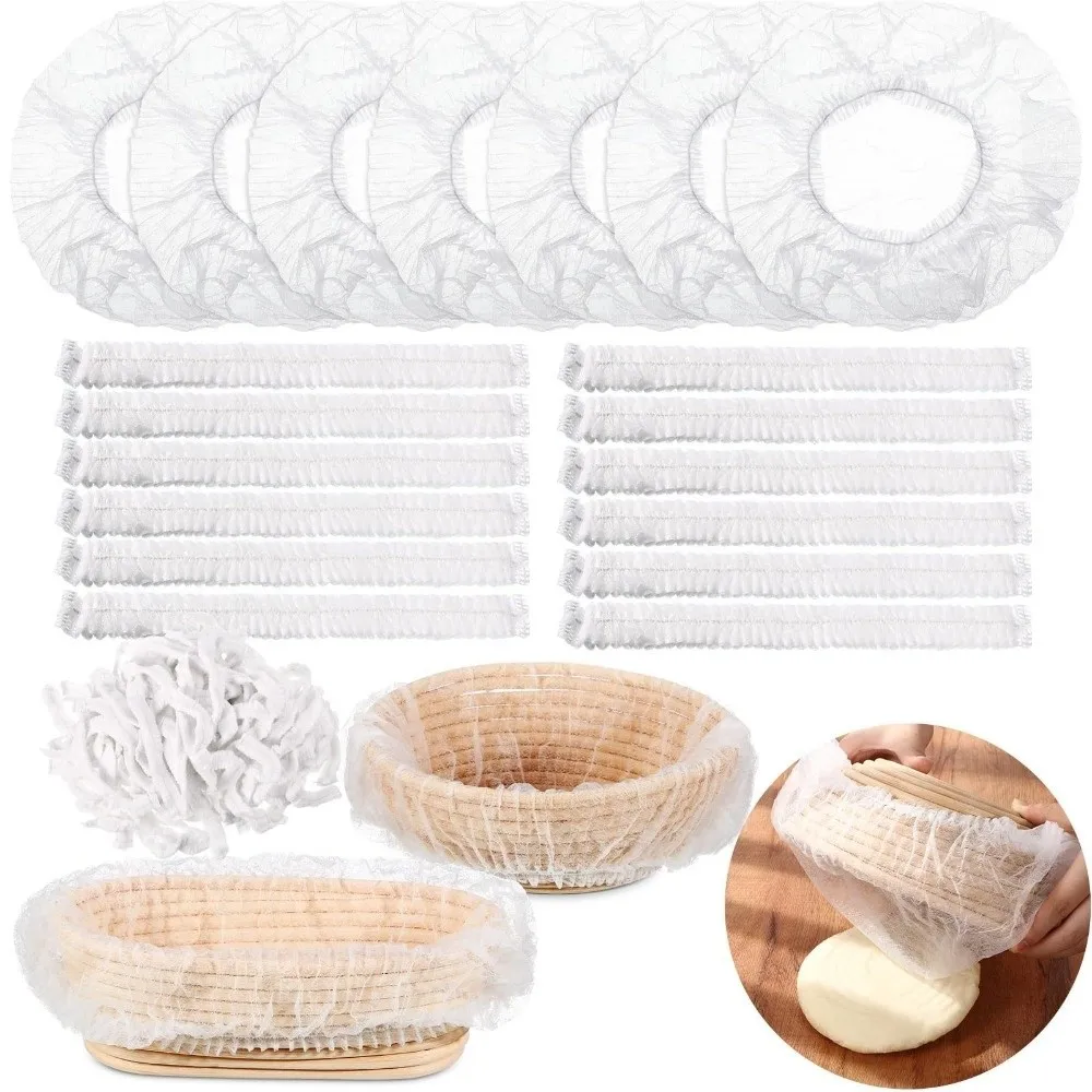 20/30/50/100Pcs Nonwoven Fabric Bread Proofing Covers Elastic Closure Dustproof Dough Fermentation Covers Disposable