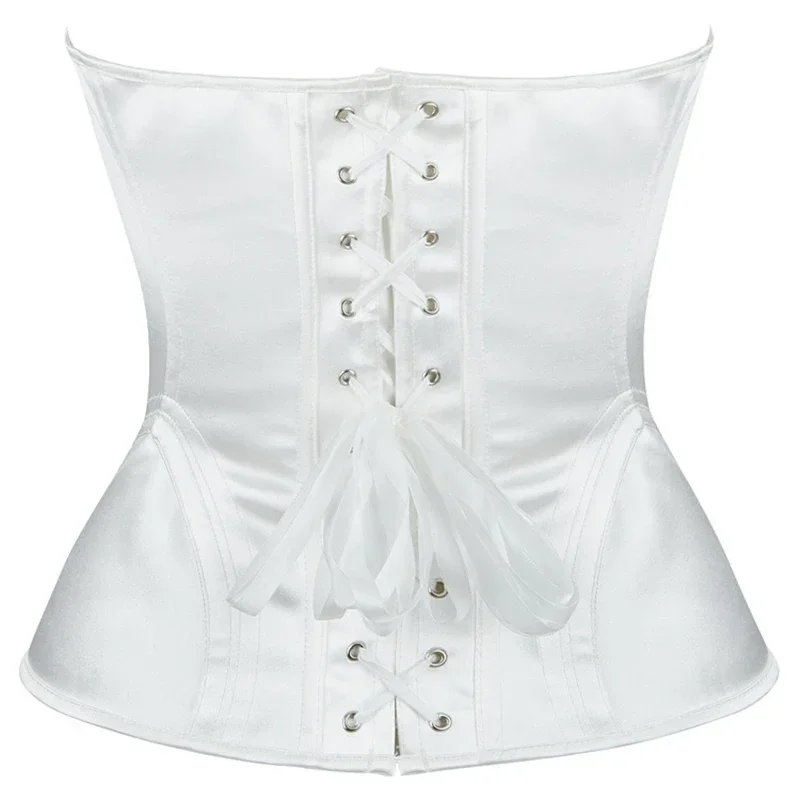 Women Sexy White Simplicity With Steel Rim Cup Corset Top Gothic Lingerie Body Shaper Overbust Bustiers Fashion