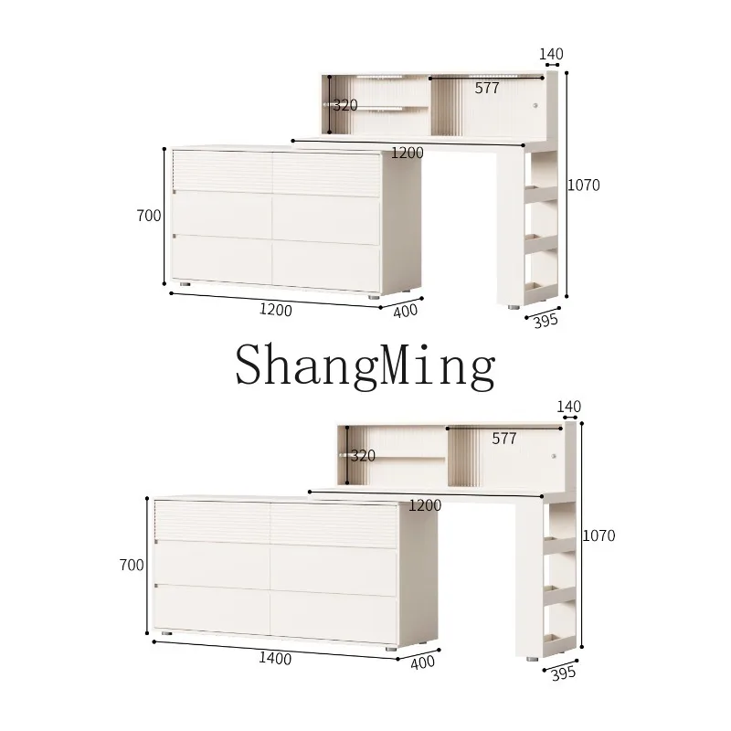 

ZHB cream wind six buckets integrated dresser, bedside drawer, multi-functional storage, large-capacity storage cabinet
