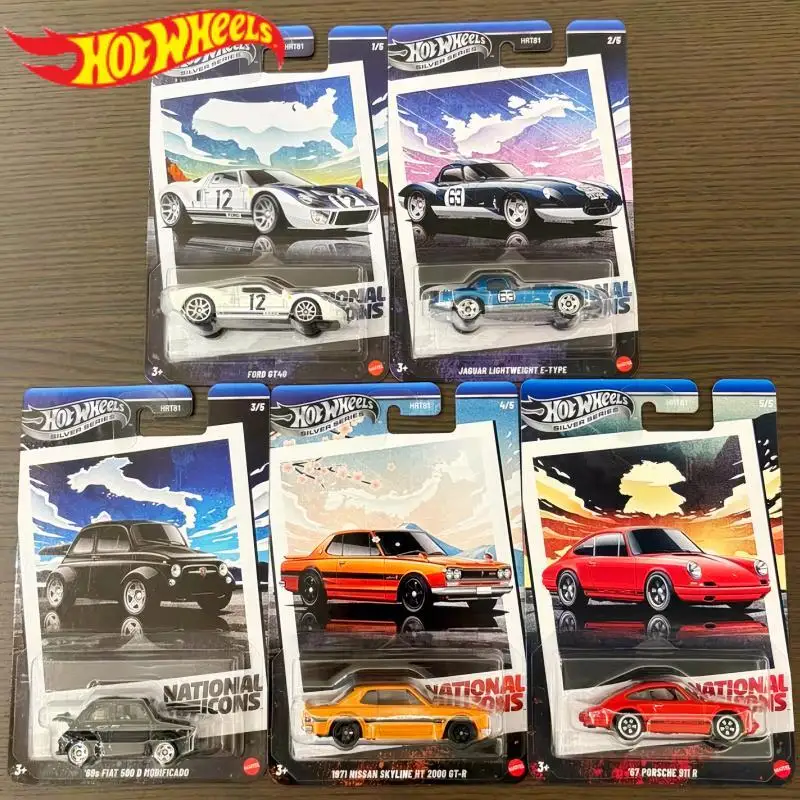 

2025 Hot Wheels Car Model National Icons Set HRT81 Series Ford Nissan Skyline Collection Alloy Car Ornament Custom Boy Gifts