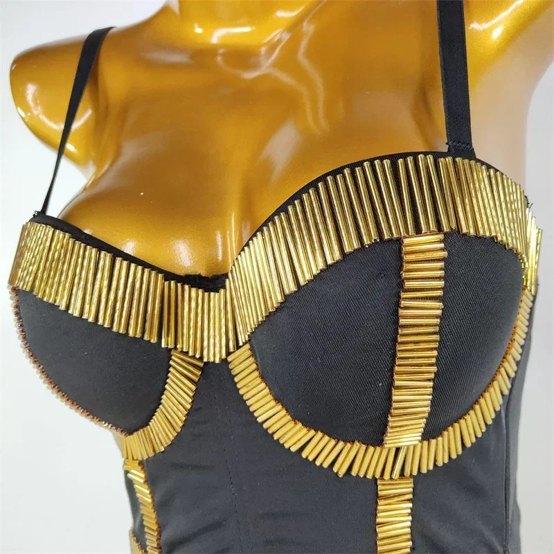 Summer Women Crop Top Streetwear Beading Diamond Push Up Bra Casual Tank Tops Woman Clothes Bustier Camis Fashion Ladies Corset