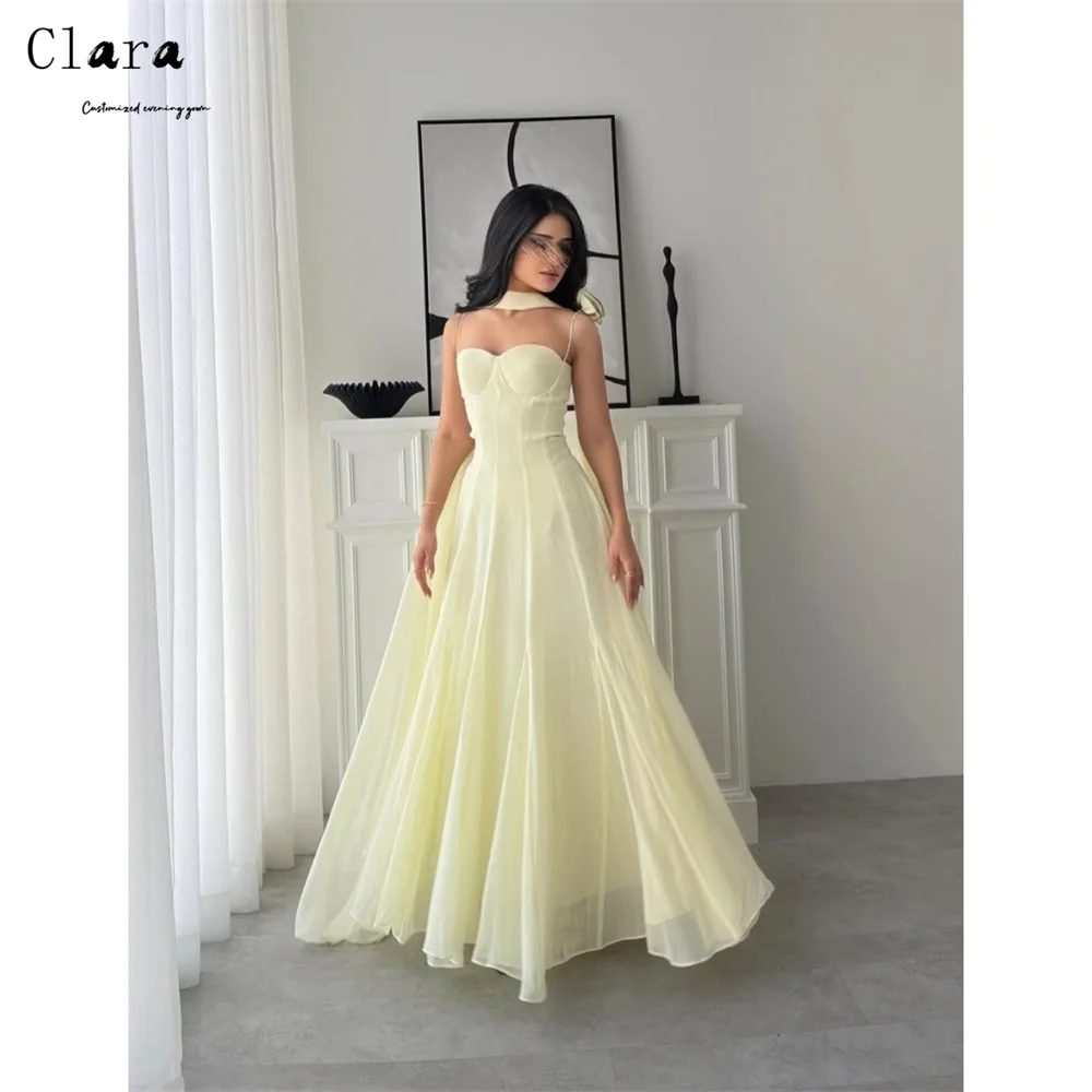 

Clara Custom Beige Spaghetti Straps A Line Sleeveless Evening Dresses for Women Party Dresses Luxury 2026 Ball Gown Dress Prom