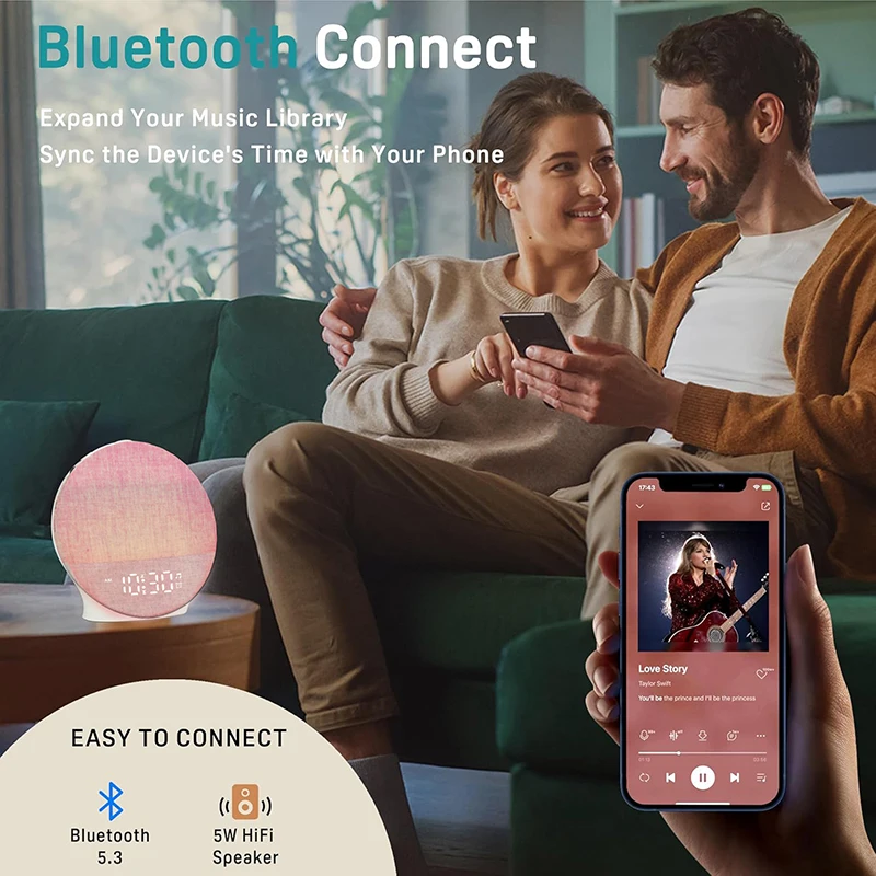 إيقاظ ضوء شروق الشمس المنبه الأبيض الضوضاء آلة الصوت سمّاعات بلوتوث لون ضوء الليل لغرفة النوم هدية مثالية #2