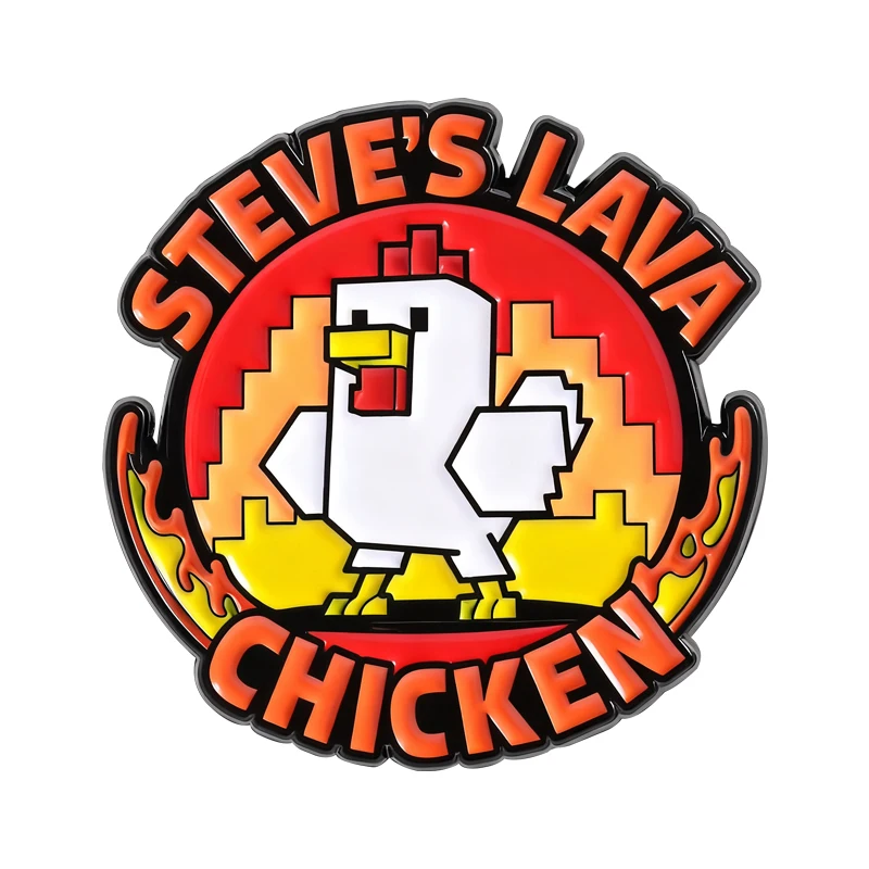 Steve's Lava Chicken Pixel Enamel Pin image