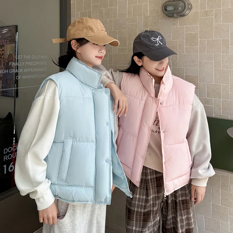 

Women Solid Parkas Vest Coats Oversize Jacket Sleeveless Drawstring Hem Zipper Thick Loose Casual Office Lady Autumn Winter 2025