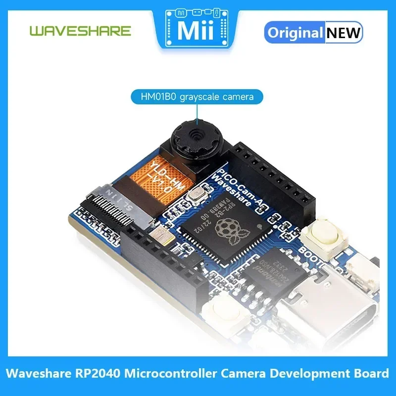 Microcontrolador Waveshare RP2040 com câmera em escala de cinza HM01B0, tela LCD IPS de 1,14 polegadas, câmera integrada em escala de cinza