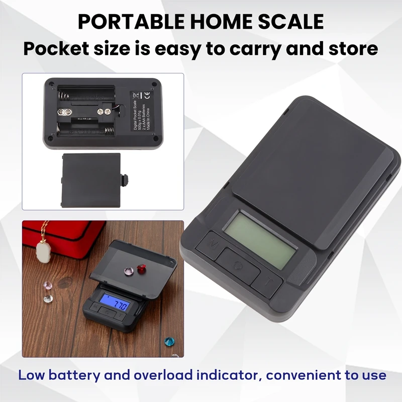 0.01G Electronic Digital Scale Portable Home High Accuracy Kitchen Powder Weighing Balance Jewelry Carat Backlit Pocket Grams